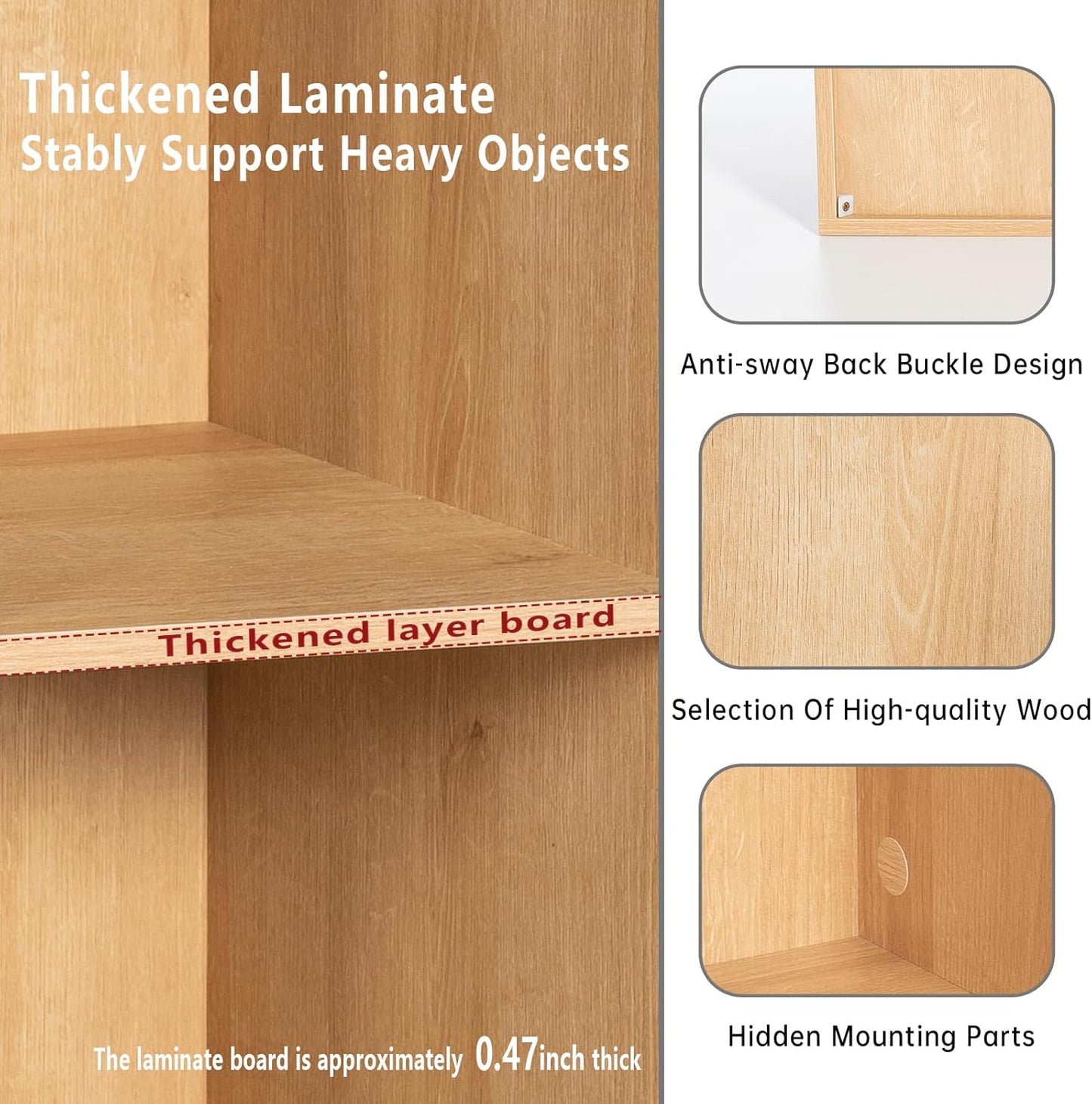 Wooden 9-Cube Storage Organizer with Closed Back Panel, 11in Cube Shelf Opening, Bookshelf, Display Shelf,Closet Cabinet for Home and Office,Natural Oak