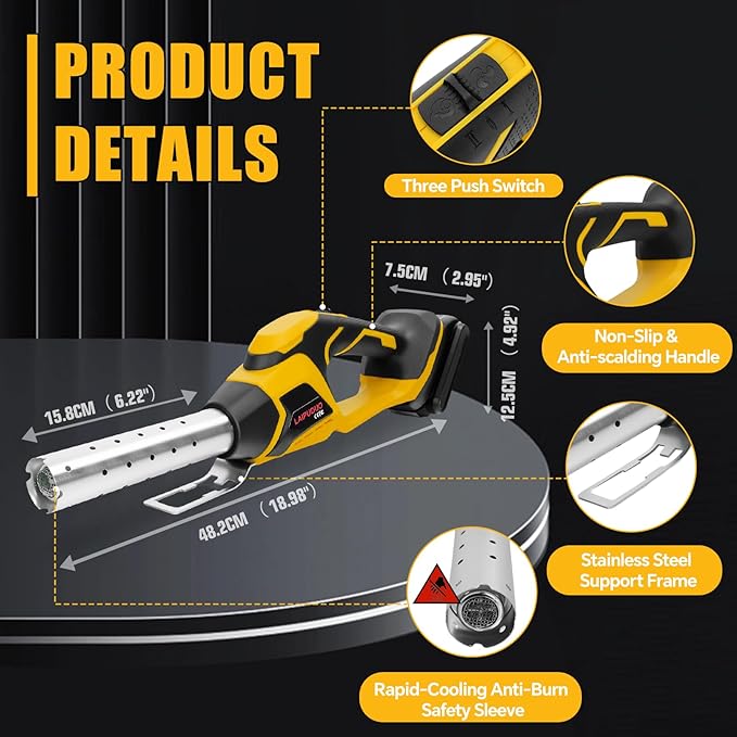 Cordless Fire Starter Compatible with Dewalt 20V Max Battery, 400W Electric Fire Starter 1472℉ in 60S, Charcoal Lighter with Air Blower for Charcoal, BBQ, Grill, Wood(Tool Only)