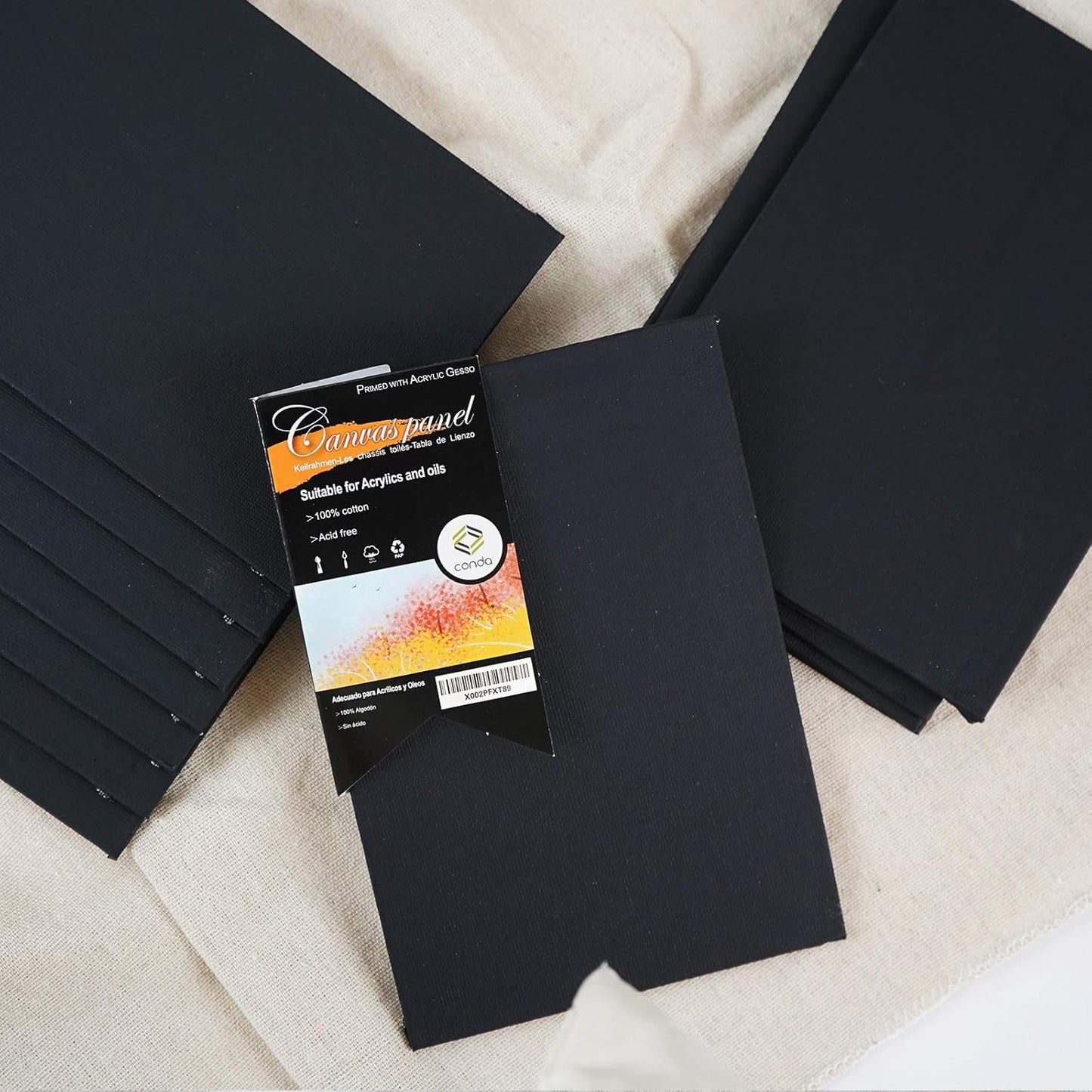 CONDA Black Canvases for Painting 11x14 inch, Pack of 14,100% Cotton Acid-Free, Canvas Panels, 8 oz Gesso-Primed, Art Boards for Oil & Acrylic Painting