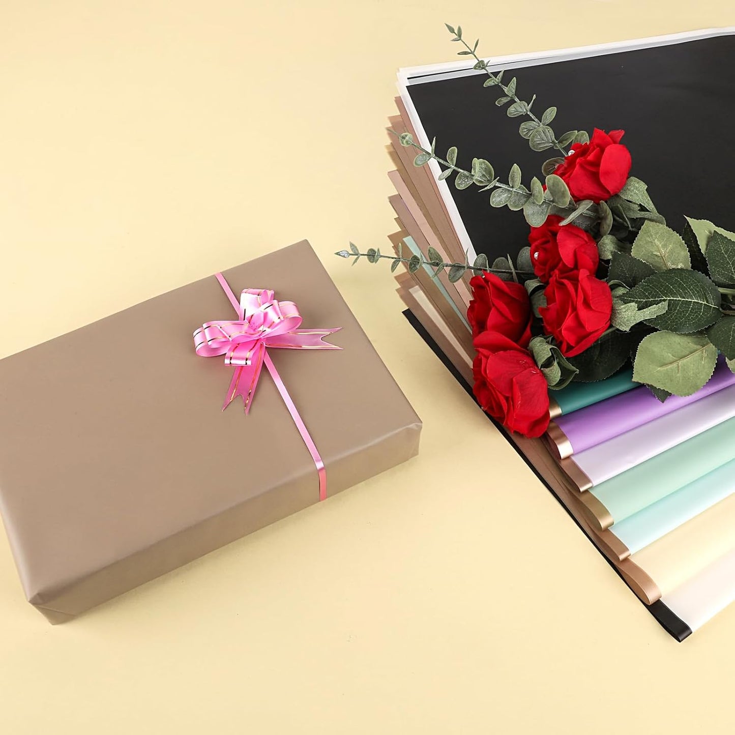 FUHITIM 20 Sheets Flower Wrapping Paper - Waterproof Floral Bouquet Packaging Paper for DIY Crafts,Florist Supplies Packaging Paper for Wedding Birthday Gift (Light Purple)