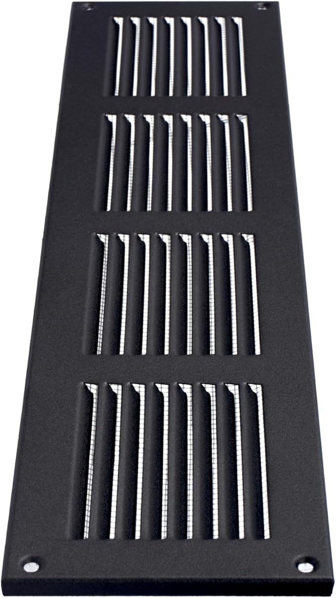 Repa Market Air Vent Cover 16x4 Inch (Outer Dimensions) Anthracite Galvanized Steel Louvered Grill Cover with Mesh Screen/Wall or Ceiling Vent/HVAC Register for Indoor and Outdoor Ventilation