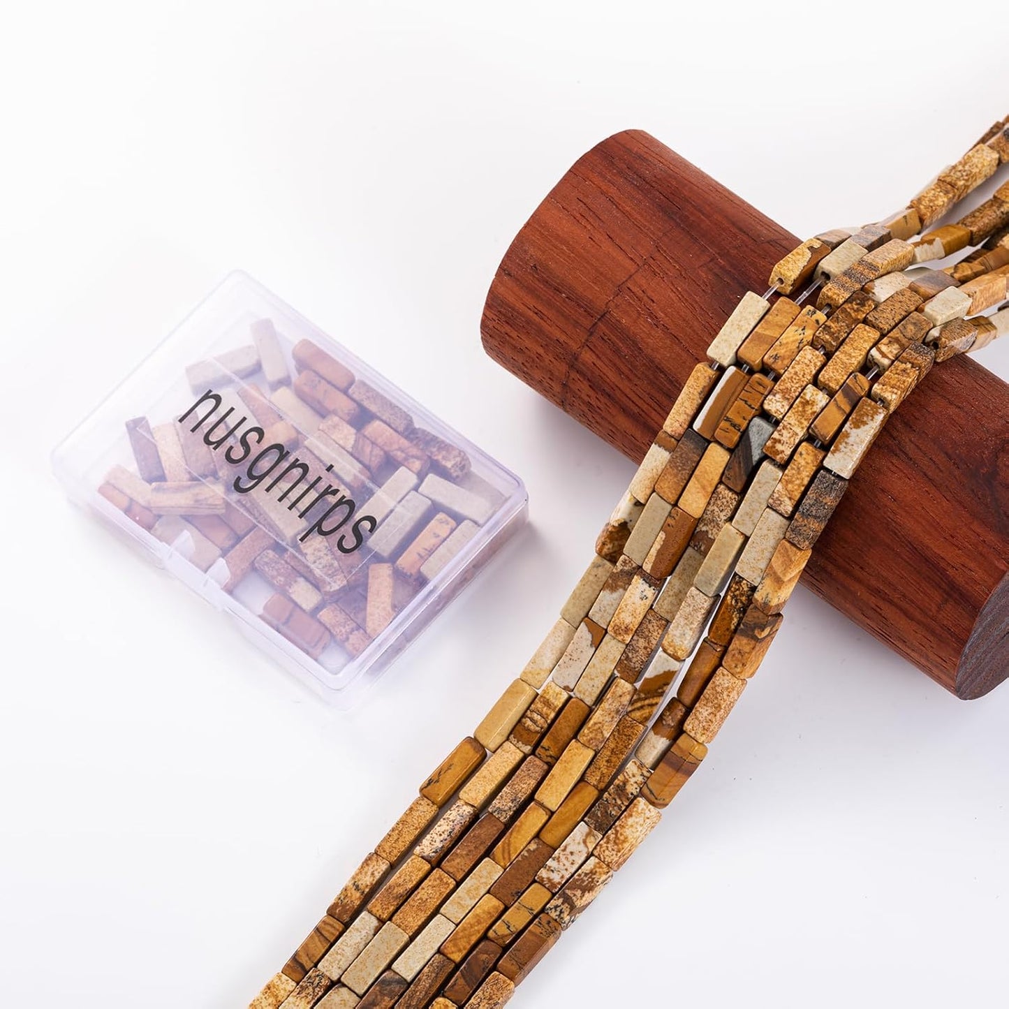 Natural Blown Picture Stone Rectangle Tube Beads 4x13mm 38cm/str Loose Semi Gemstone Stone Beads for Making Bracelets Necklace Earrings