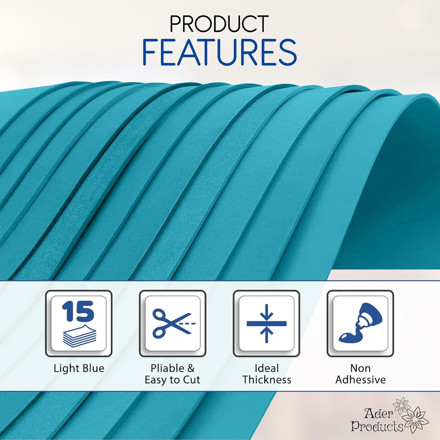 Light Blue EVA Foam Sheets for Crafts, 9 x 12 Inch, 2mm Thickness – Ideal for DIY Arts and Crafts, Foam Paper for Kids, Cosplay and Costumes - 15 Pack