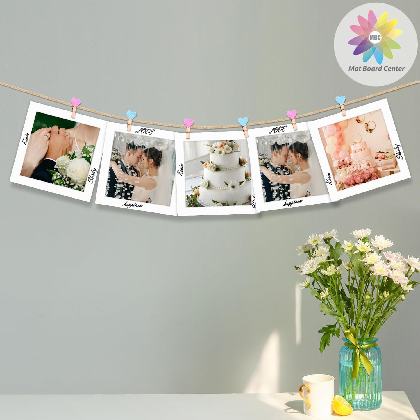 MBC Mat Board Center, 5 Pack 12x12 for 10x10 White Picture Mats Frame Mattes, Bevel Cut, Acid Free, 4-ply Thickness