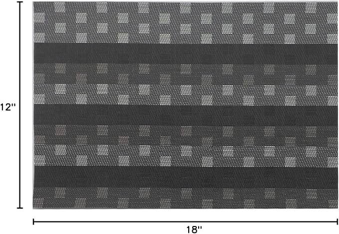 Gugrida Black Placemats 6pcs Placemats Stain PVC Table Mats Woven Vinyl Placemats