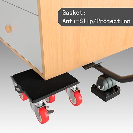 Furniture Dolly,Furniture Movers with 5 Wheels,Carbon Steel Panel Heavy Duty Dolly,Furniture Lifter with 5 360° Rotatable Rubber Universal Wheels,Maximum Load 3474LBS