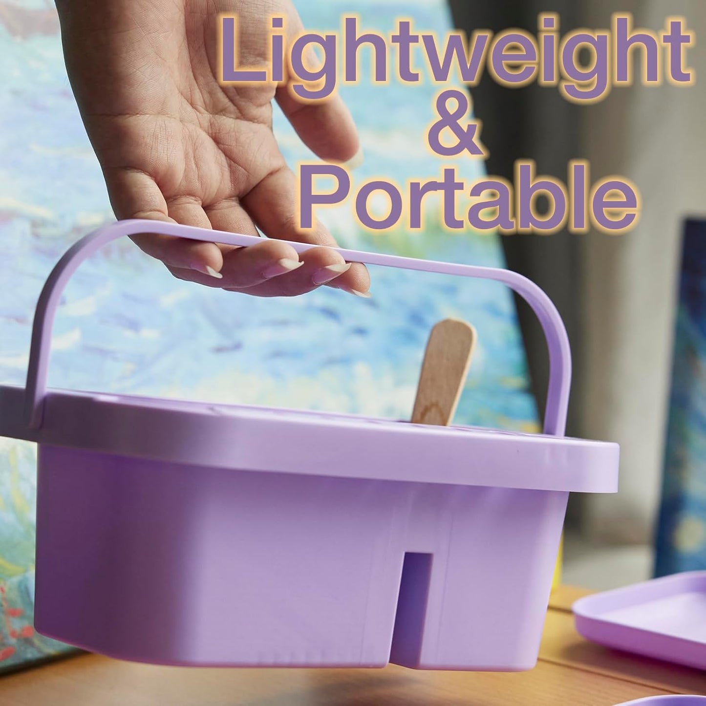 SEVENY Paint Brush Cleaner, Paint Brush Holder and Organizers with Palette for Acrylic, Watercolor, and Water-Based Paints (Purple)