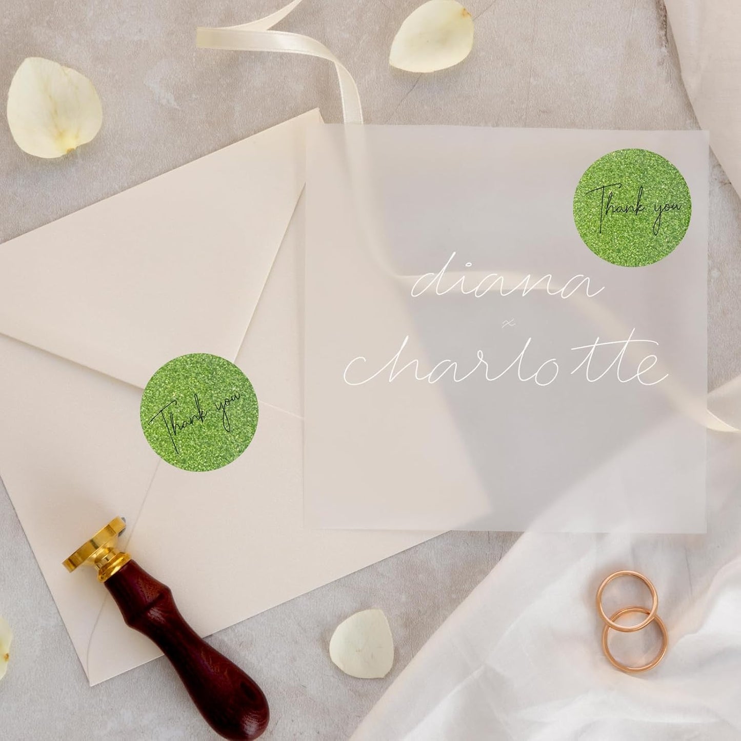 1.5" Holographic Direct Thermal Label Stickers, Round Printable Rainbow Glitter Thermal Printer Sticker Labels for Gift Wrapping, Self-Adhesive DIY Custom Logo Design- Glitter Green