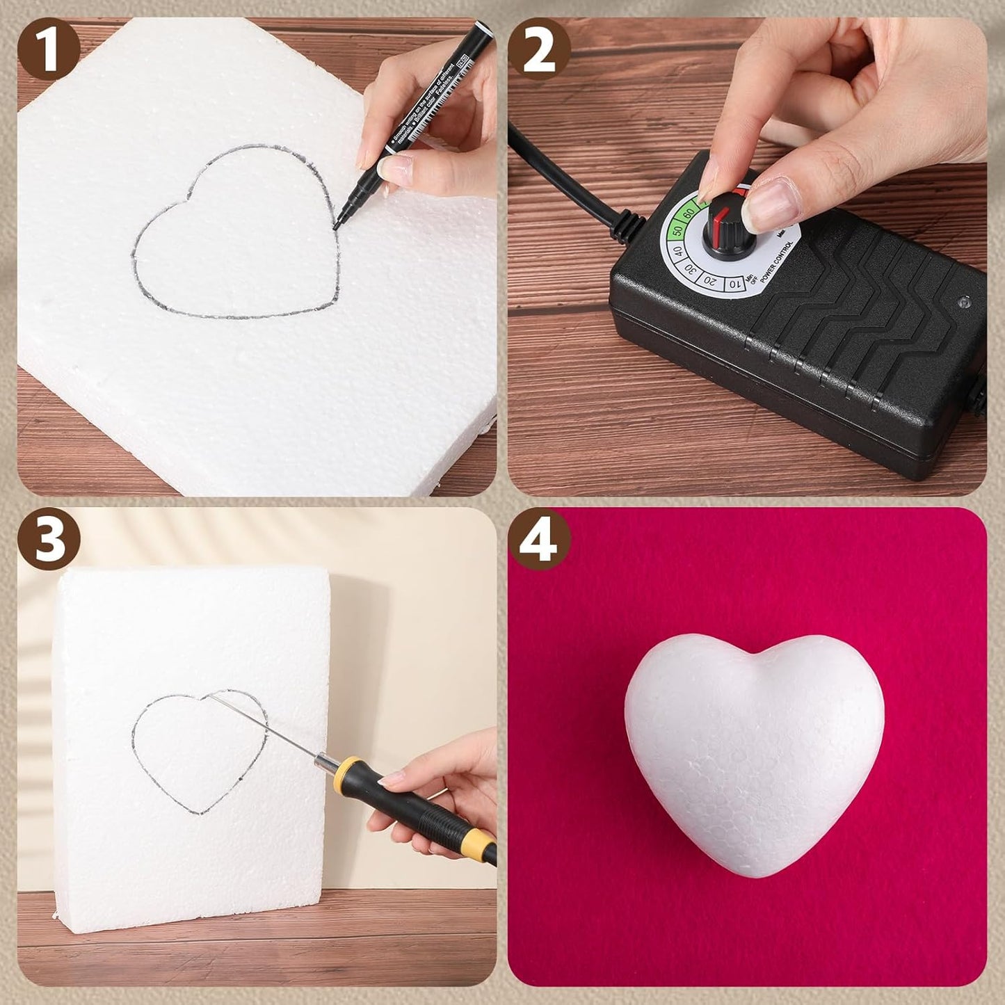 6 Pcs Foam Cutter Electric Hot Wire Cutter Pen Tools Kit, 4'', 6'', 8'' Foam Board Cutter with Stand, 110-220V/ 36W Digital Voltage Apaptor, Cutting Pen for Foam Cutting, Arts, Crafting