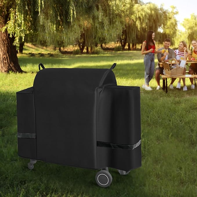 Outdoor 600D Heavy Duty Grill Cover for Traeger Ironwood 885 Series,Full-Length ironwood 885 Grill Cover Accessory Waterproof Pellet Cover for traeger grill cover ironwood 885 Accessories BAC513,Black