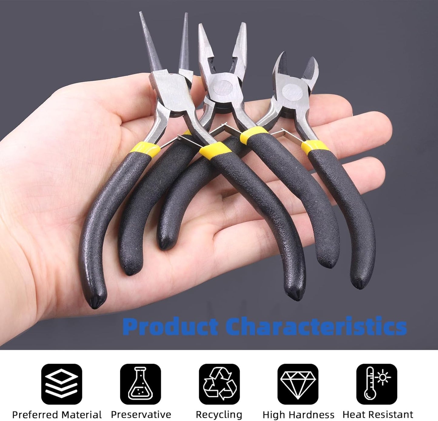 Glarks 8Pcs Jewelry Making Pliers Tools Kit includes Needle Nose Pliers, Wire Cutters, Wooden Awl, Tweezers, thimble ring, U-shape Scissors for Jewelry Making, Repair and Beading
