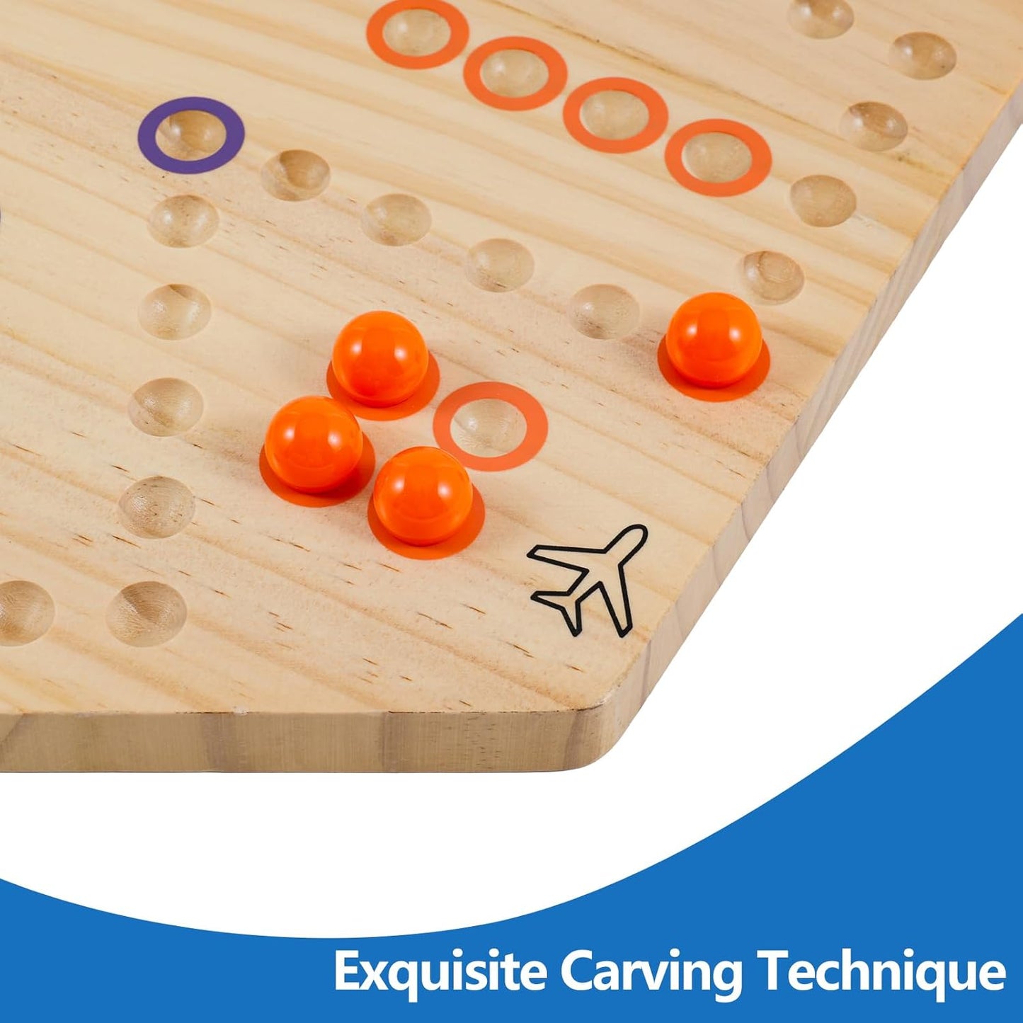 Large Size 20 inches Wood Wahoo Marble Board Game 2 Sided 4-6 Player for Friends and Family Party,Classic Stragecy Trouble Game with 6 Dices,24 Marbles