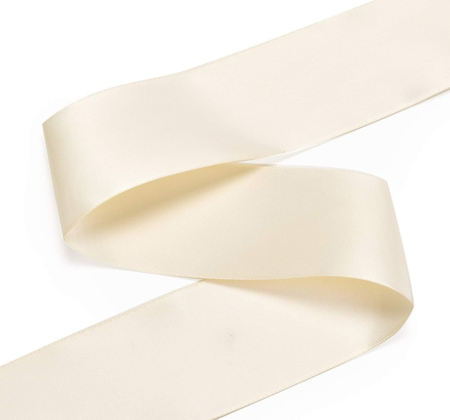 YAMA Ivory Double Face Satin Ribbon 2 Inch 25 Yards, Beige Satin Ribbon for Gift Wrapping Crafts Flower Bouquet
