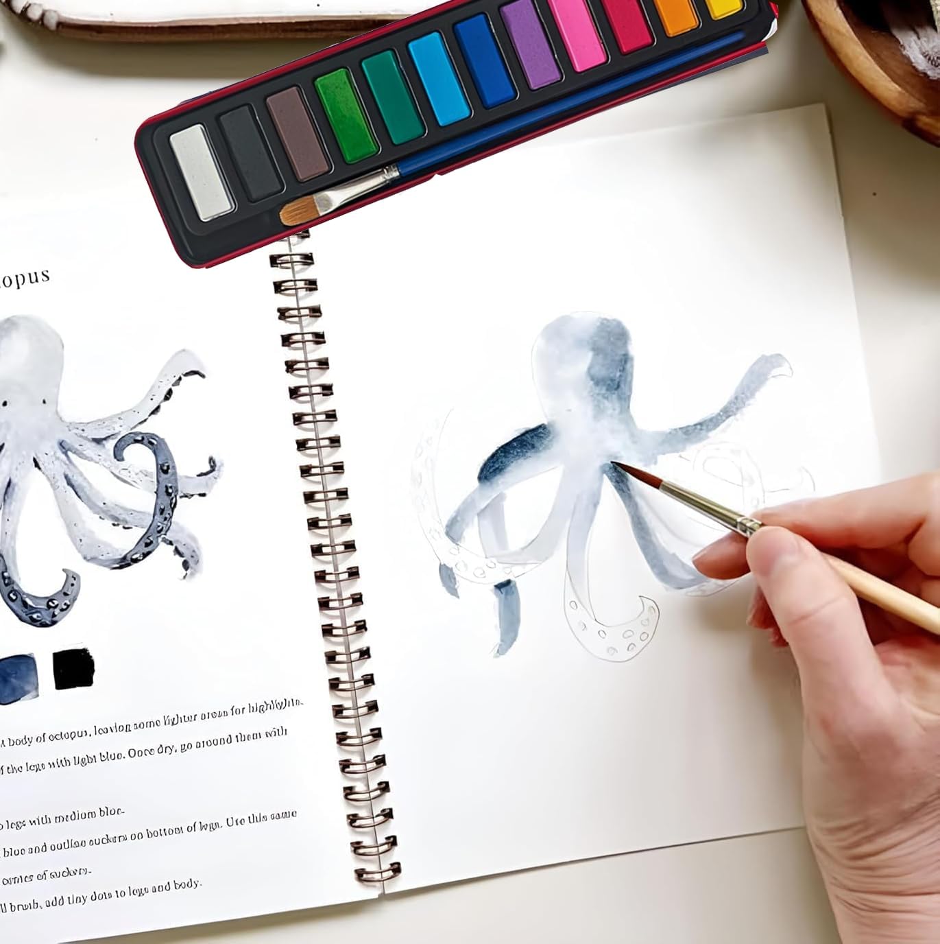 Watercolor Workbooks, Beginner Watercolor Painting Kit – 12 Colors Paint Set with Brush