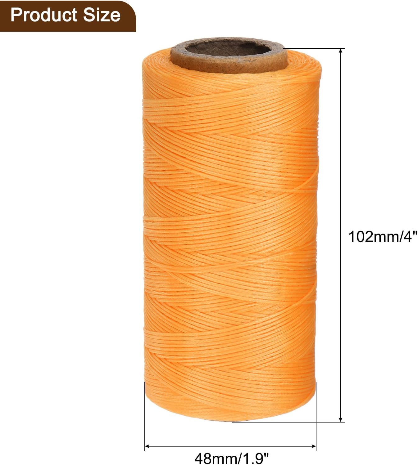 uxcell Leather Sewing Waxed Thread, 284 Yards / 260m 0.8mm 150D Flat Polyester All-Purpose Threads for Leather Crafts, Bookbinding, Apricot Gold