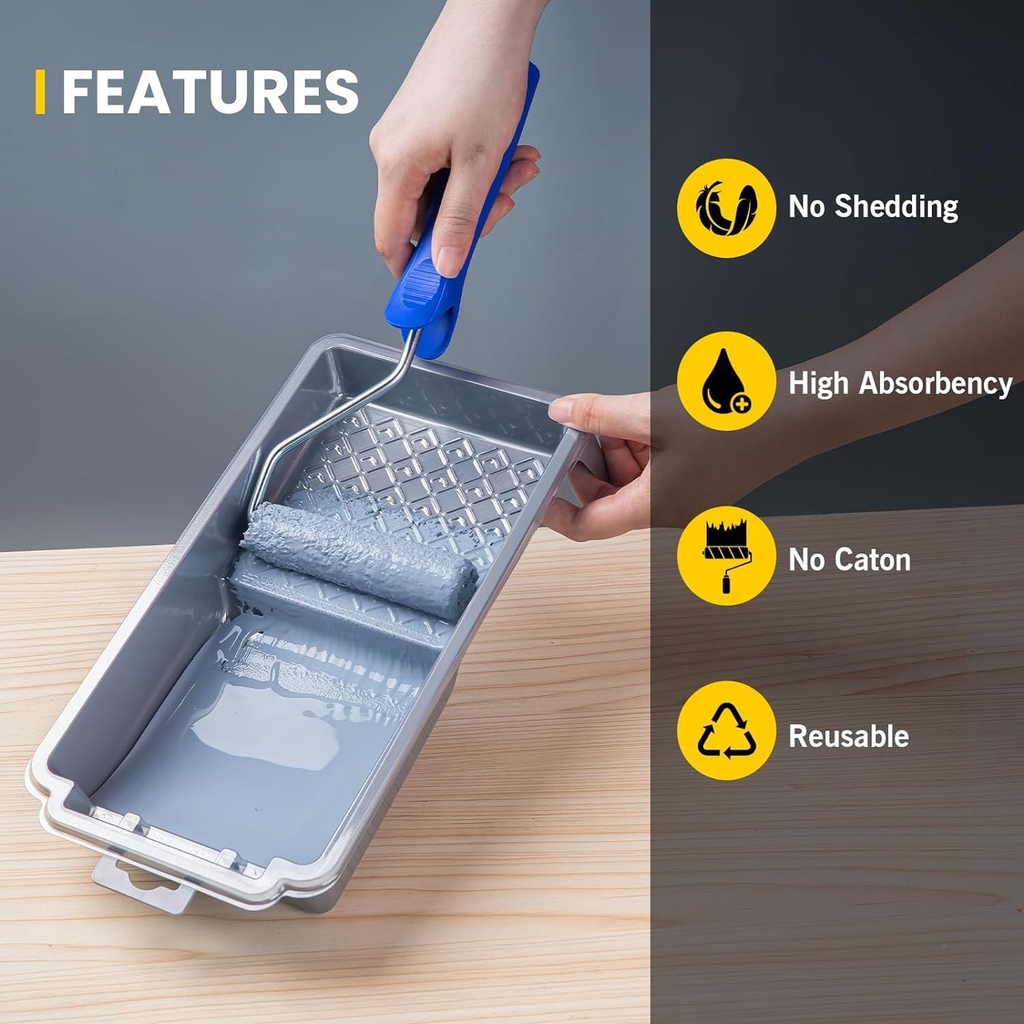 Mister Rui Microfiber Paint Roller Covers 4 Inch, 40 Pack Small Paint Roller Covers with Roller Frame Kit, Mini Paint Rollers for Painting Walls, Paint Supplies for House Painting