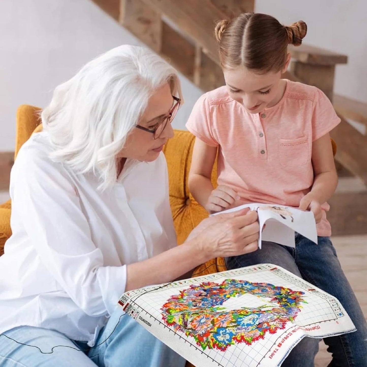 Hopeart Stamped Cross Stitch Kits for Beginner Embroidery Kits for Beginners Adults DIY 11CT Cross Stitch Patterns Needlepoint Kits Crossstitching Kits-Flower Hummingbird 16x20 inch