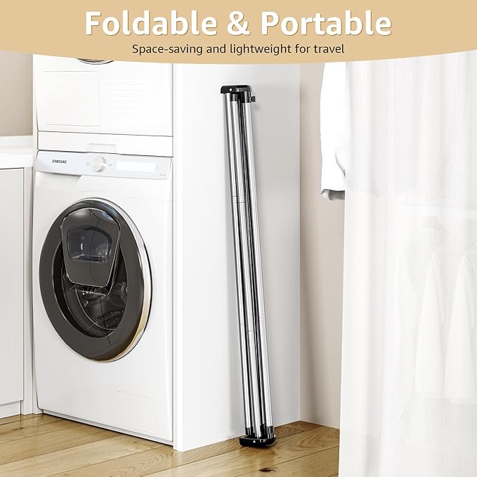 Clothes Drying Rack, Foldable Drying Rack Clothing, Stainless Steel Laundry Rack, Free-Standing, Indoor Outdoor Use with Travel Friendly Design, Collapsible for Home, Camping, Theater, RV Use, Black