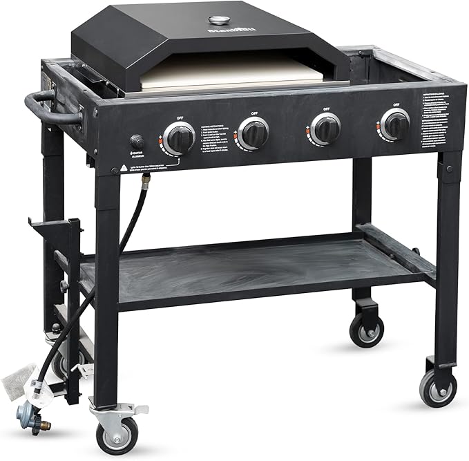 Stanbroil Pizza Oven for Blackstone 36" Gas Griddle Cooking Station, Outdoor Pizza Maker with Side Panels and Temperature Gauge, 17.7 in. x 13.7 in. Pizza Stone