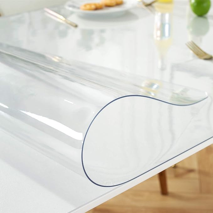 Clear Table Protector 29 x 59 Inch, 1.5mm Thick Plastic Table Cover, Waterproof PVC Clear Table Cover Protector, Desk Protector Mat, Writing Desk Pad for Desktop, Coffee & Dining Room Table