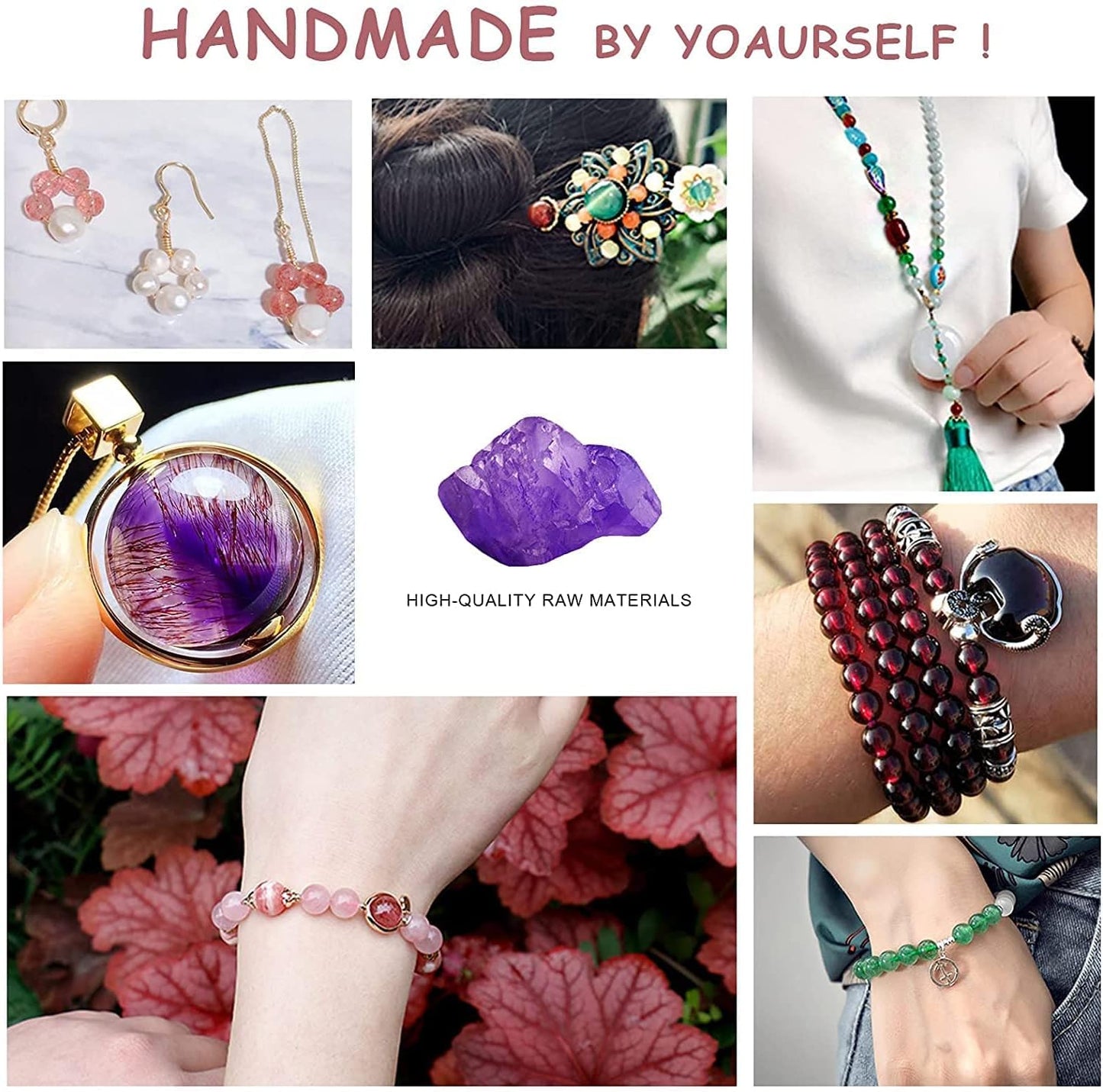 48PCS 8MM Purple Jade Beads Stone Beads Energy Healing Beads for DIY Jewelry Bracelet Necklace Making for Jewelry Making15Inch