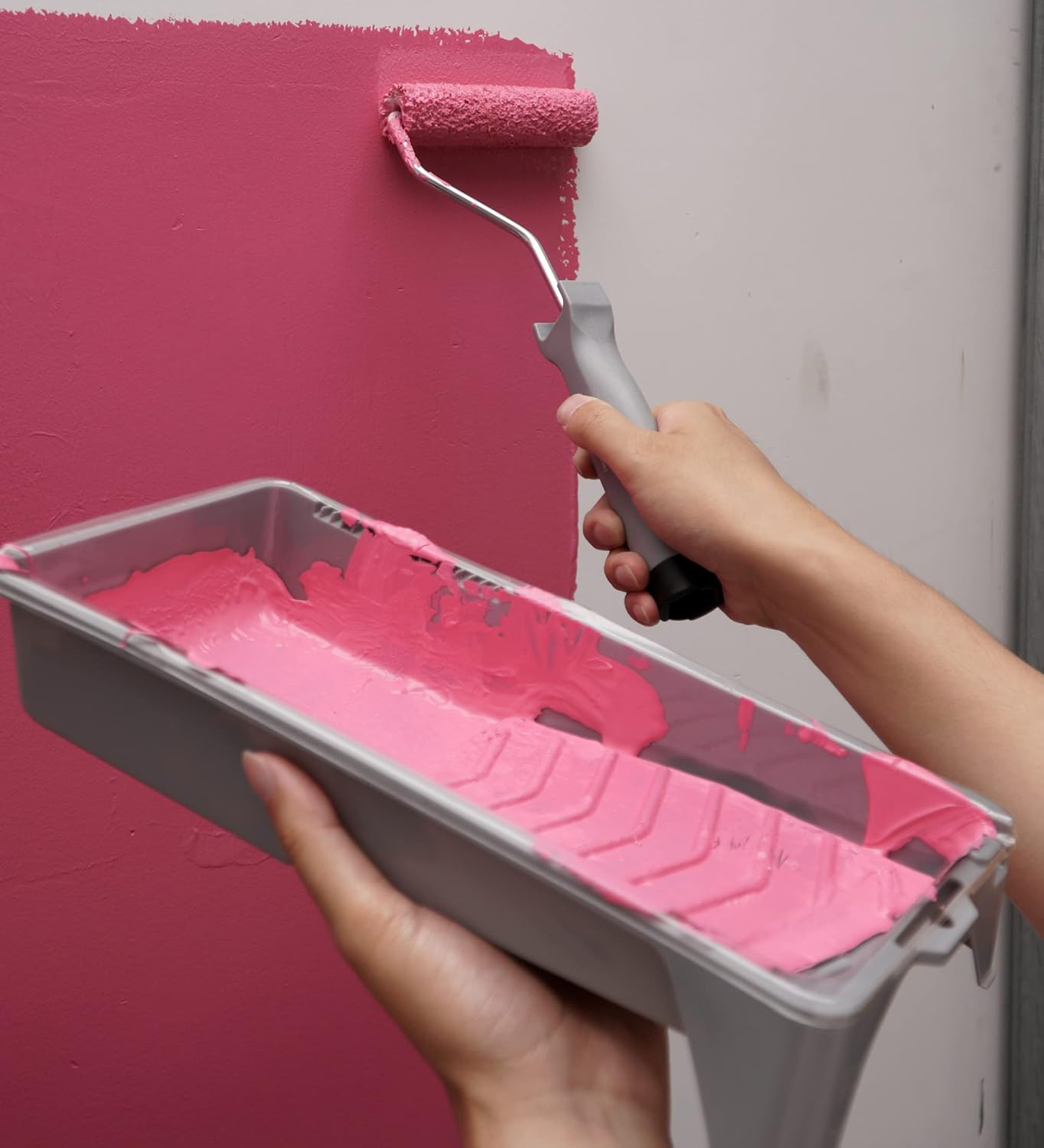 Voomey Small Paint Roller, Mini Paint Roller Kit 4 Inch, Microfiber Paint Rollers, Foam Paint Roller, Paint Roller Covers, Paint Tray with Liner, Mini Rollers for Painting