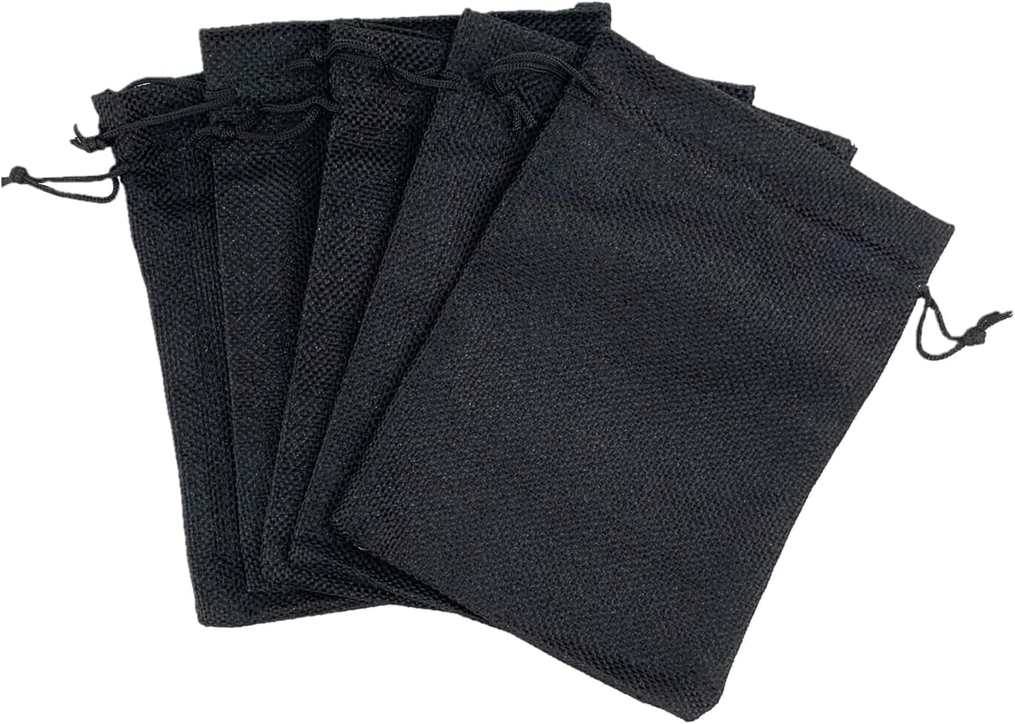 Palmhomee Pack of 25 Burlap Gift Bags with Drawstring Linen Jewelry Pouches Wedding Hessian Jute Bags for Birthday and Treat Pouches Party Wedding Favors Gift (5x7 Inch, Black)