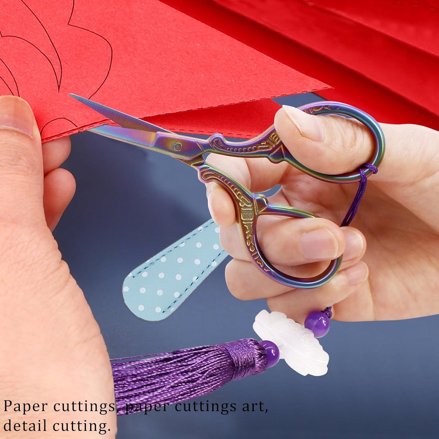 BIHRTC Sewing Embroidery Scissors with Cover Tassel Sharp Stainless Steel Tip Scissor Dressmaker Shears Crane Sewing Scissors for Thread Cross-stitch DIY Artwork Housework