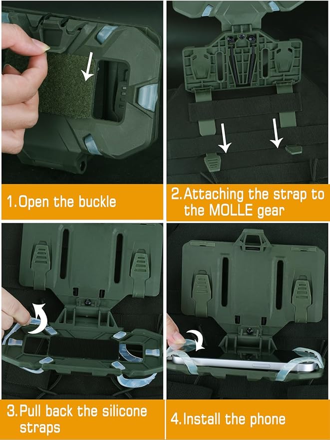 Tactical Gear Plate Carrier Vest Accessories Phone Chest Mount Holder for Screen Size 4.7"-6.7"