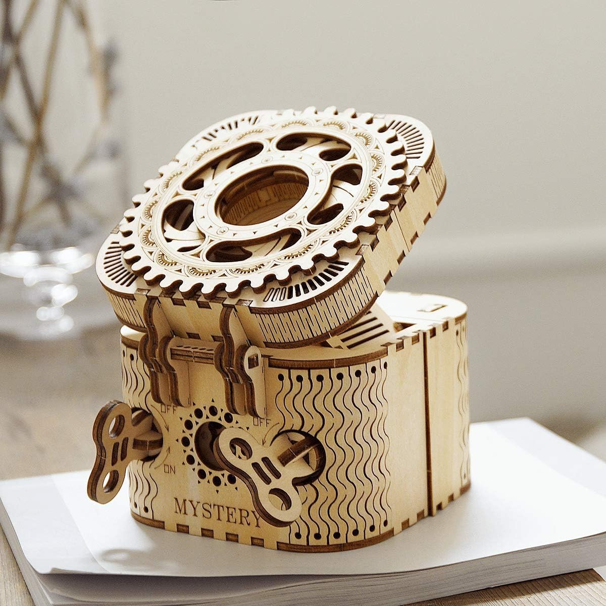ROKR 3D Wooden Puzzle Mechanical Treasure Box Model DIY Brain Teaser Projects for Adult Age 14+ Birthday Gift Educational Toys Wooden Puzzles for Adults
