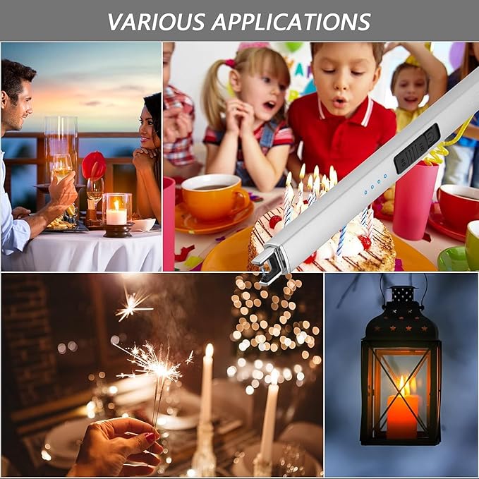 MEIRUBY 2 Pack Electric Candle Lighter, Christmas Stocking Stuffers Gifts for Women Mom Men Wife Sister, USB Arc Rechargeable Windproof Long Lighter for Candle BBQ Housewarming Birthday Gifts Idals