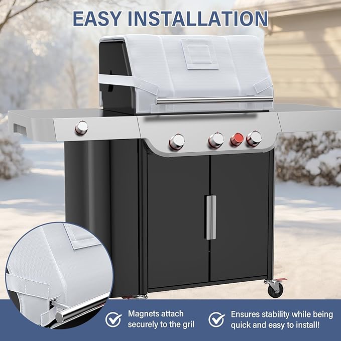 Grill Thermal Insulated Blanket for Weber Genesis II 300 and LX 300 Gas Grills, Grill Accessories Insulation Blanket for Weber Genesis 300 Series