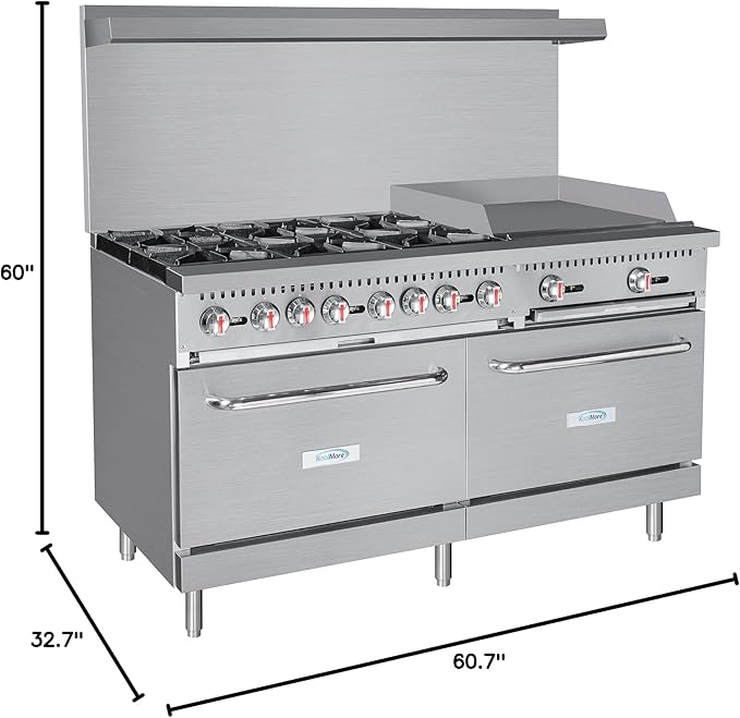 KoolMore 60 in. 6 Burner Commercial Natural Gas Range with 24 in. Griddle (KM-CRG60-NG)