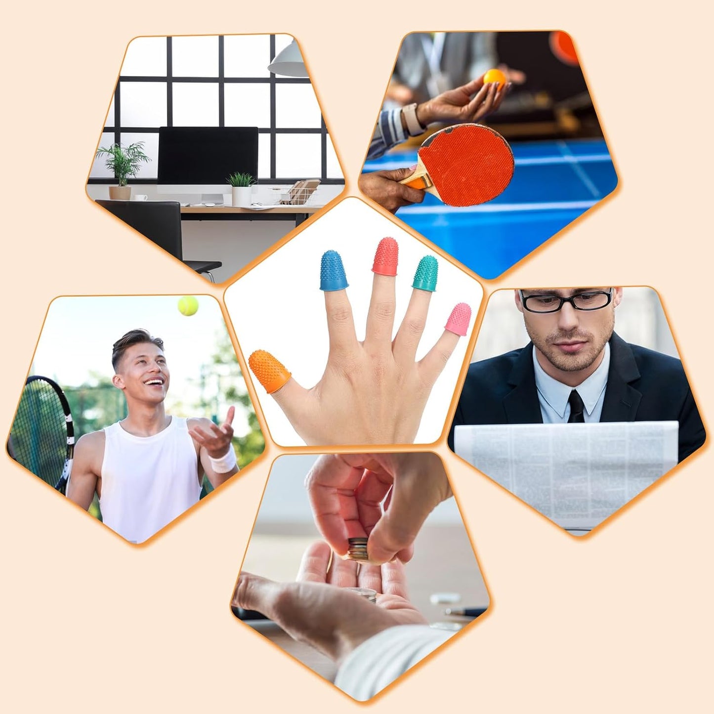 10 Pcs Thumb Thimble for Sewing, 5 Sizes Rubber Finger Thimbles, Reusable Finger Tips Protection for Quilting, Paperwork, Counting, Cutting, Knitting, Crafts