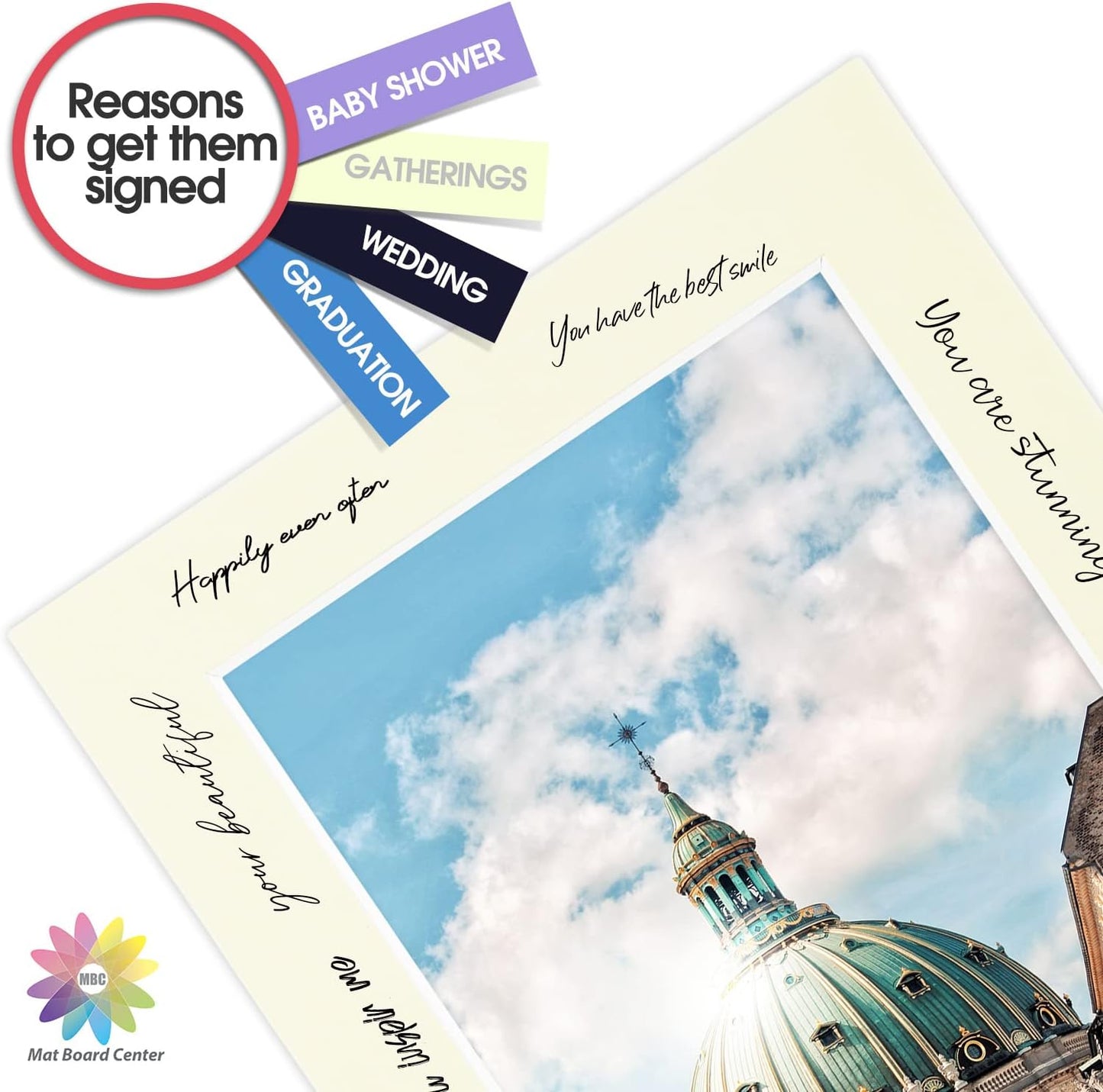 Mat Board Center, Pack of 10, 5x7 for 4x6 Ivory Color Mats - Bevel Cut, Acid Free, 4-ply Thickness, White Core - for Pictures, Photos, Framing