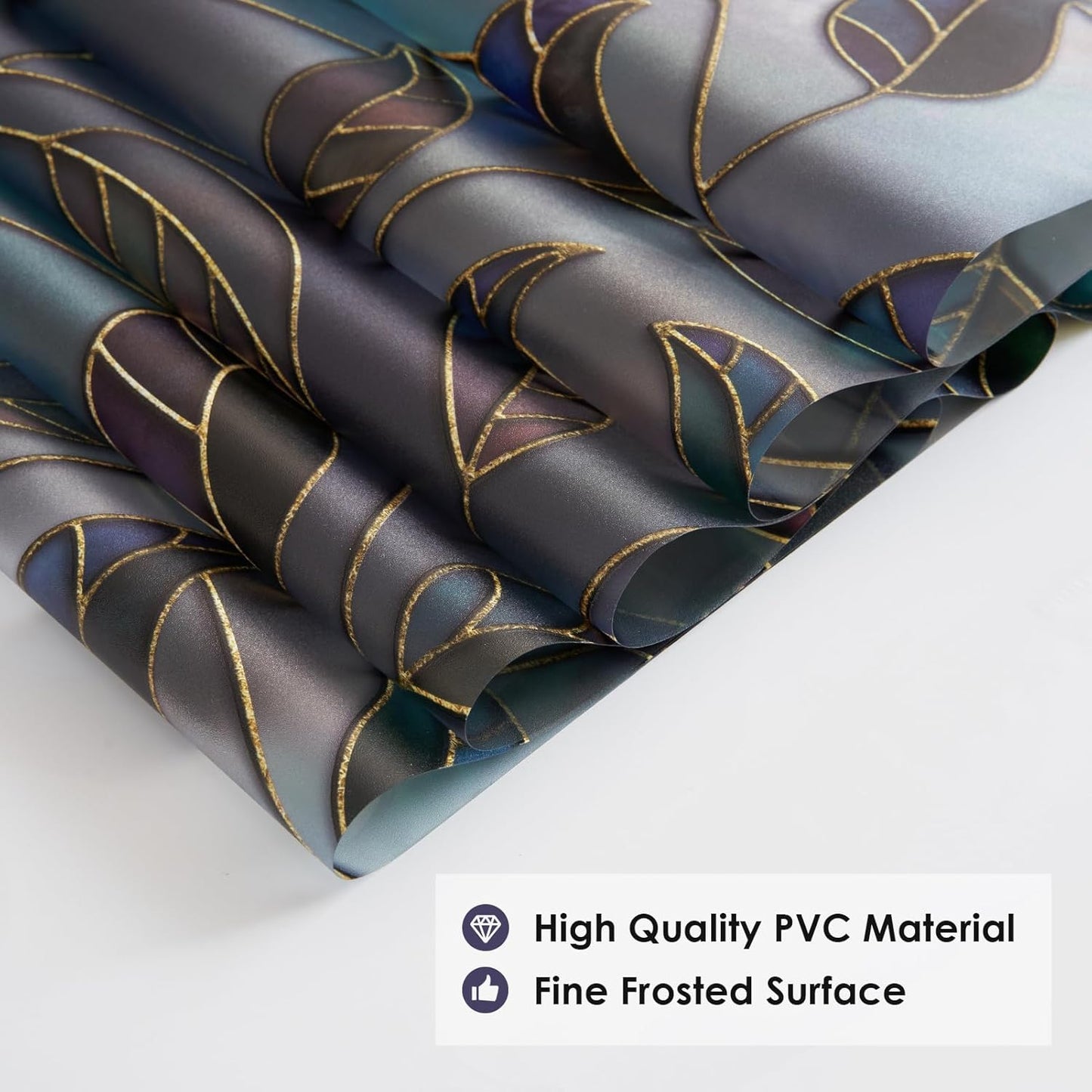 DKTIE Static Cling Decorative Window Film Vinyl Non Adhesive Privacy Film with Installation Kit, Multilayer UV Inkjet Technology, 3D Thickened Stained Film, Vintage Leaf Pattern, 35.4 x 78.7 Inches