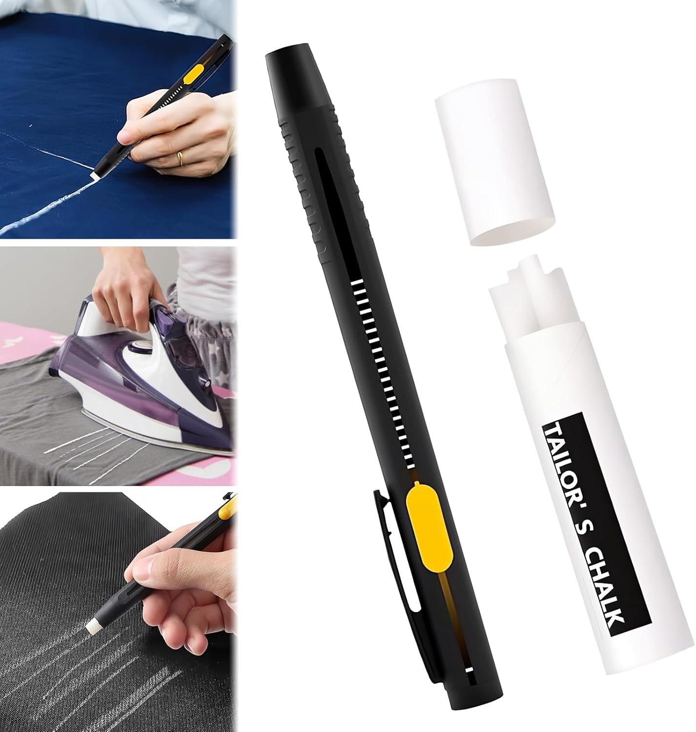 Heat Erasable Fabric Marker for Sewing,Sewing Chalk DIY Markers Pen for Quilting, Embroidery,Washable Erasable Replaceable Refill Marker Pen, Suitable for Cotton, Knitted Fabrics(1Pen+20Refills)