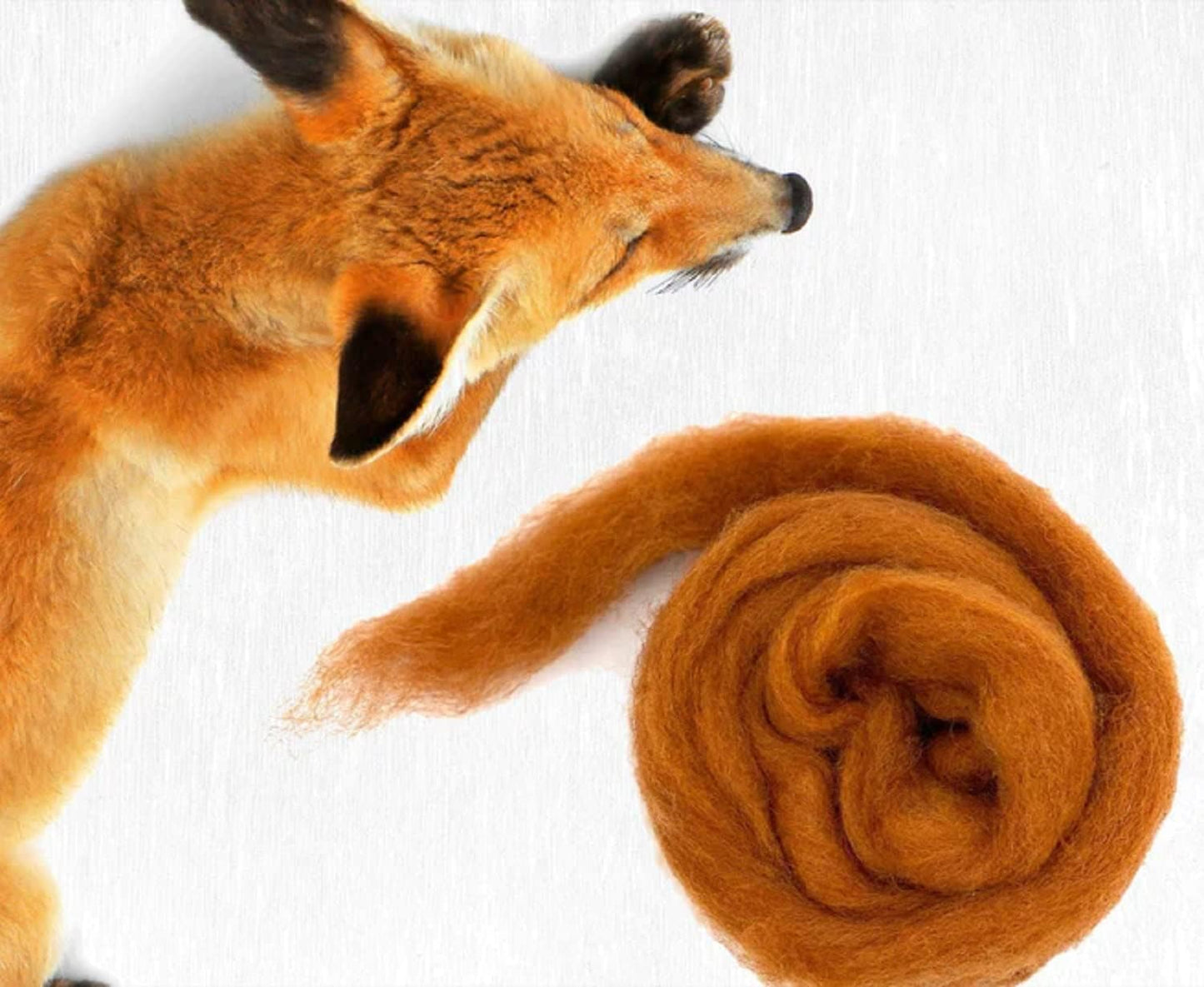 Revolution Fibers Carded Corriedale Wool Sliver - Furry Friends | 100% Natural 29 Micron Bulky Wool | Perfect for 3D Needle Felting, and Wet Felting (Fox Orange)