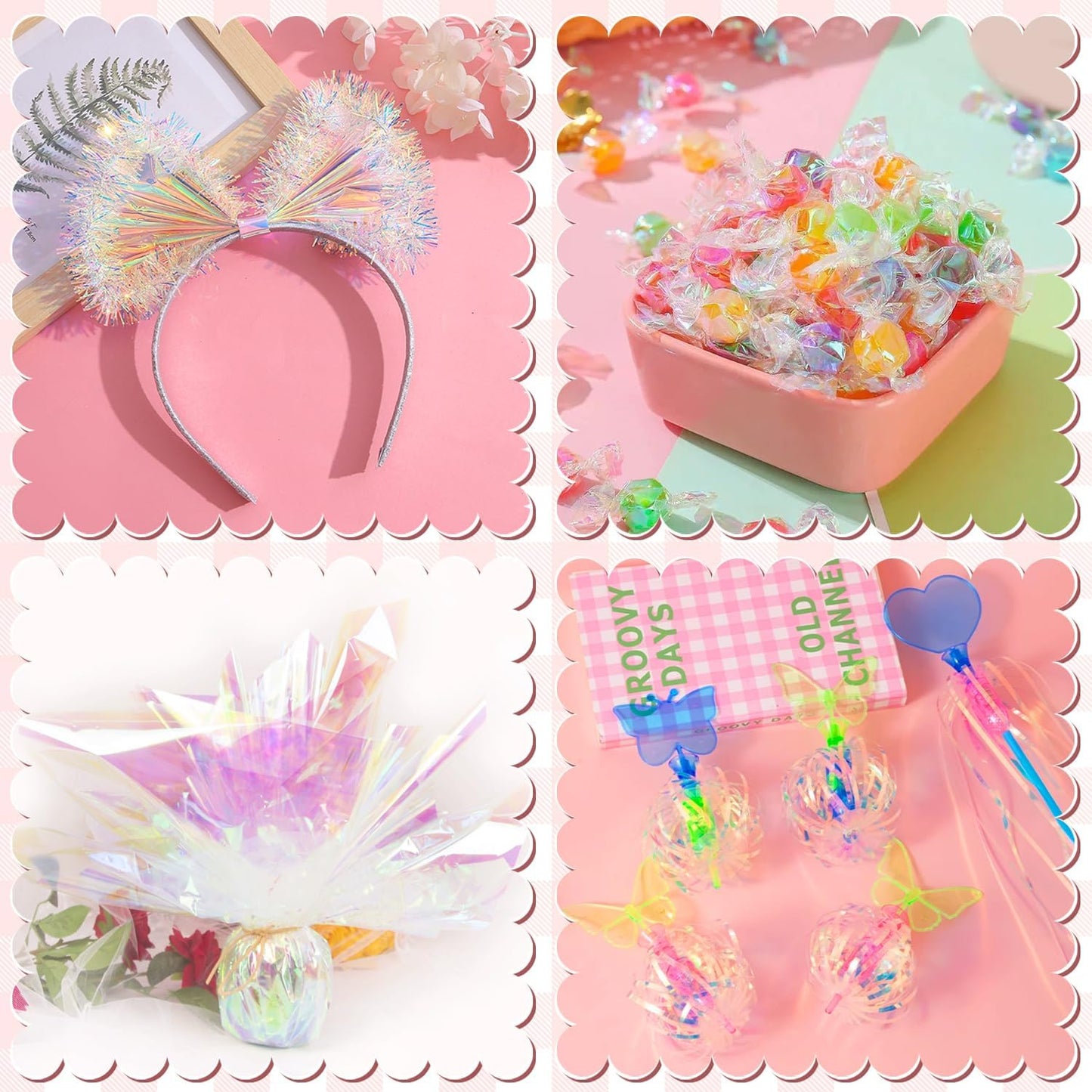 Cinvo 160 Sheets Rainbow Cellophane Sheets, 7.5x7.5 Inch Cellophane Wrap Paper, Cello Paper for Baking, Crafts, Party Favors, Candy Wrapping Plastic Sheets