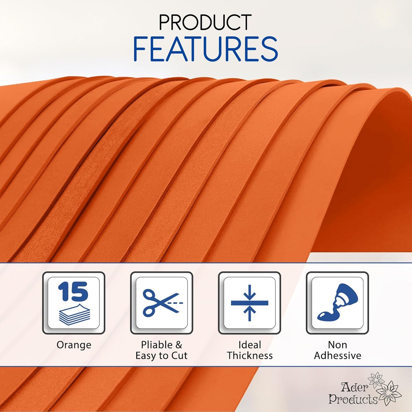 Orange EVA Foam Sheets for Crafts, 9 x 12 Inch, 2mm Thickness – Ideal for DIY Arts and Crafts, Foam Paper for Kids, Cosplay and Costumes - 15 Pack