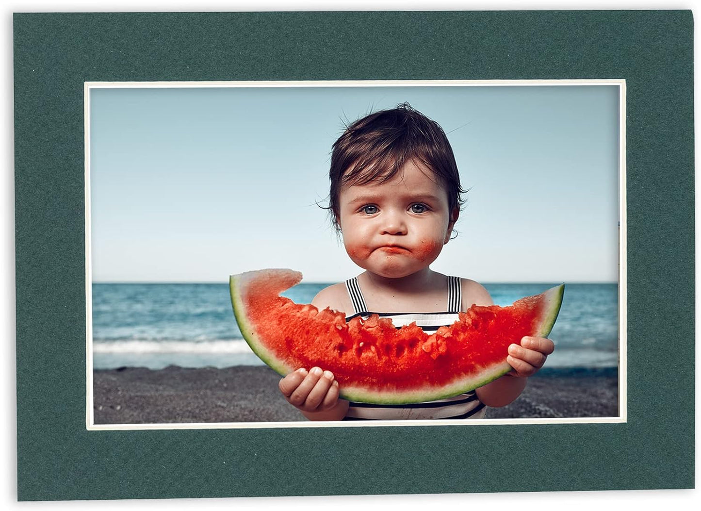 Pack of 25 Acid Free 11x14 Mats Bevel Cut for 8.5x11 Photos - Forest Green Precut Matboards With Backing Boards and Clear Photo Mat Bags For Pictures, Photos, Framing - 4-ply Thickness