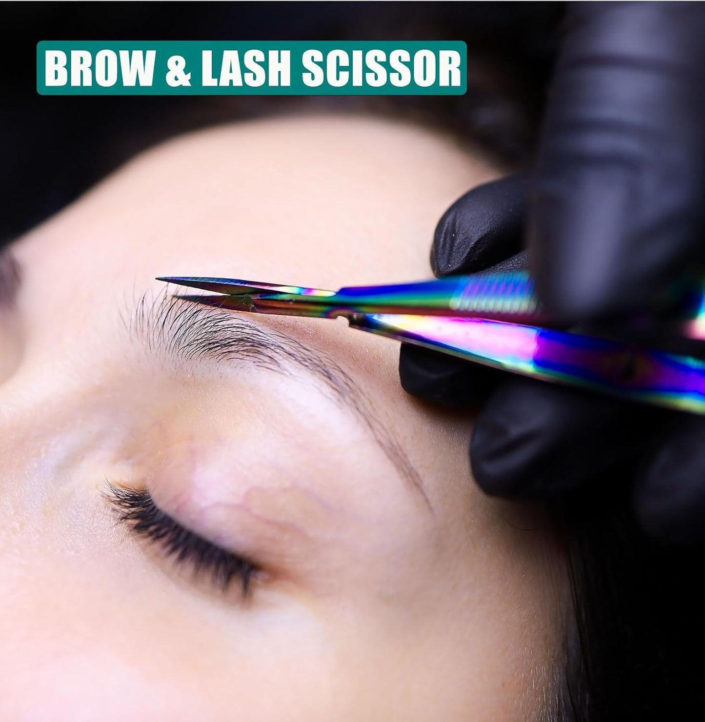 Cross Edge Curved Spring Scissors 5 Inch Stainless Steel Precision Eyebrow & Eyelash Shaping & Trimming Scissor, Snips Squeeze, Embroidery, Knitting Micro Tip Craft Scissors (Black)