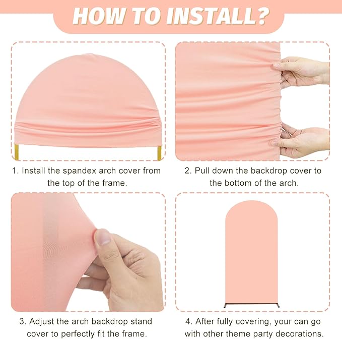MODFUNS Wedding Arch Cover Set of 3 Dusty Rose Spandex Arches Cover 5ft 6ft 7ft Round Top Arch Backdrop Covers 2-Sided Arch Stand Covers Stretchy Arched Wall Backdrop for Happy Birthday Party Decor