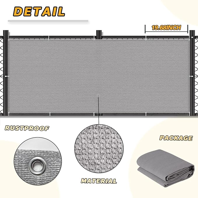 LOVE STORY 3'x10' Gray Balcony Screen Privacy Fence Cover (HDPE) UV Protection Weather-Resistant 3 FT Height Shield for Deck, Patio, Backyard, Outdoor Pool, Porch, Railing