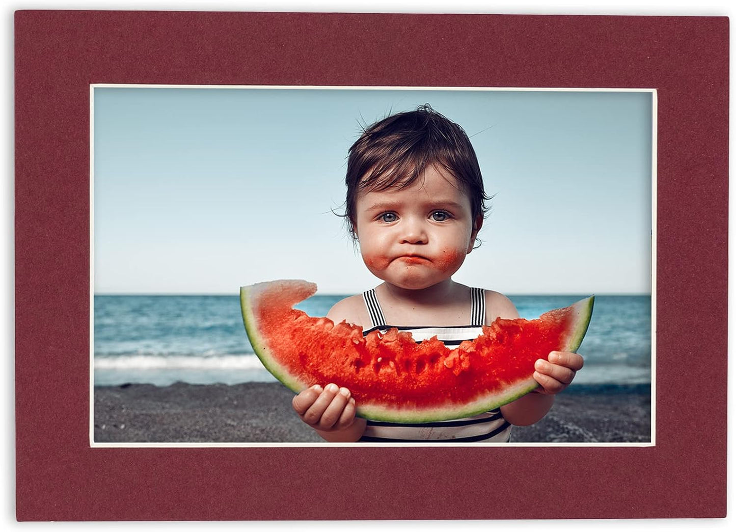 5.5x8.5 Mat for 8.5x11 Frame - Precut Mat Board Acid-Free Maroon 5.5x8.5 Photo Matte For a 8.5x11 Picture Frame, Premium Matboard for Family Photos, Show Kits, Art, Picture Framing, Pack of 10 Mats