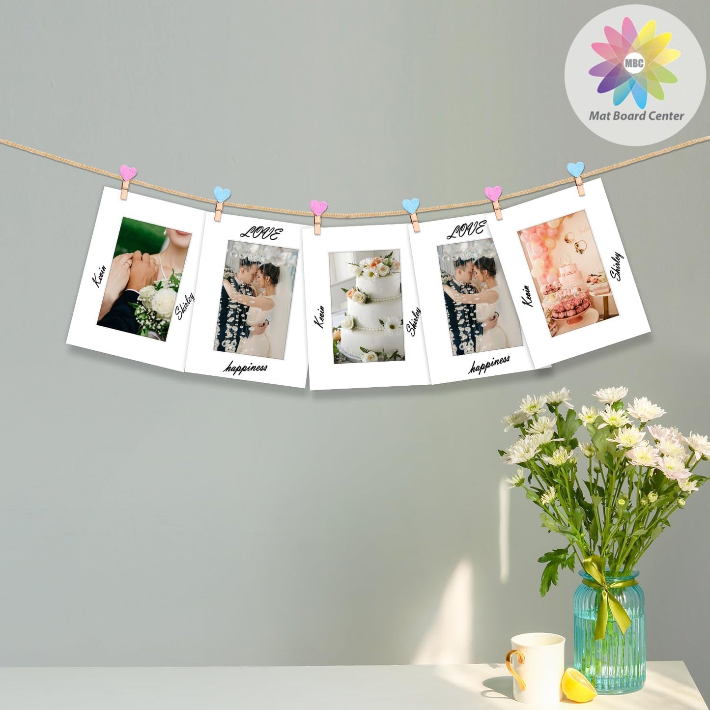 MBC Mat Board Center, 5 Pack 6x8 for 4x6 White Picture Mats Frame Mattes, Bevel Cut, Acid Free, 4-ply Thickness