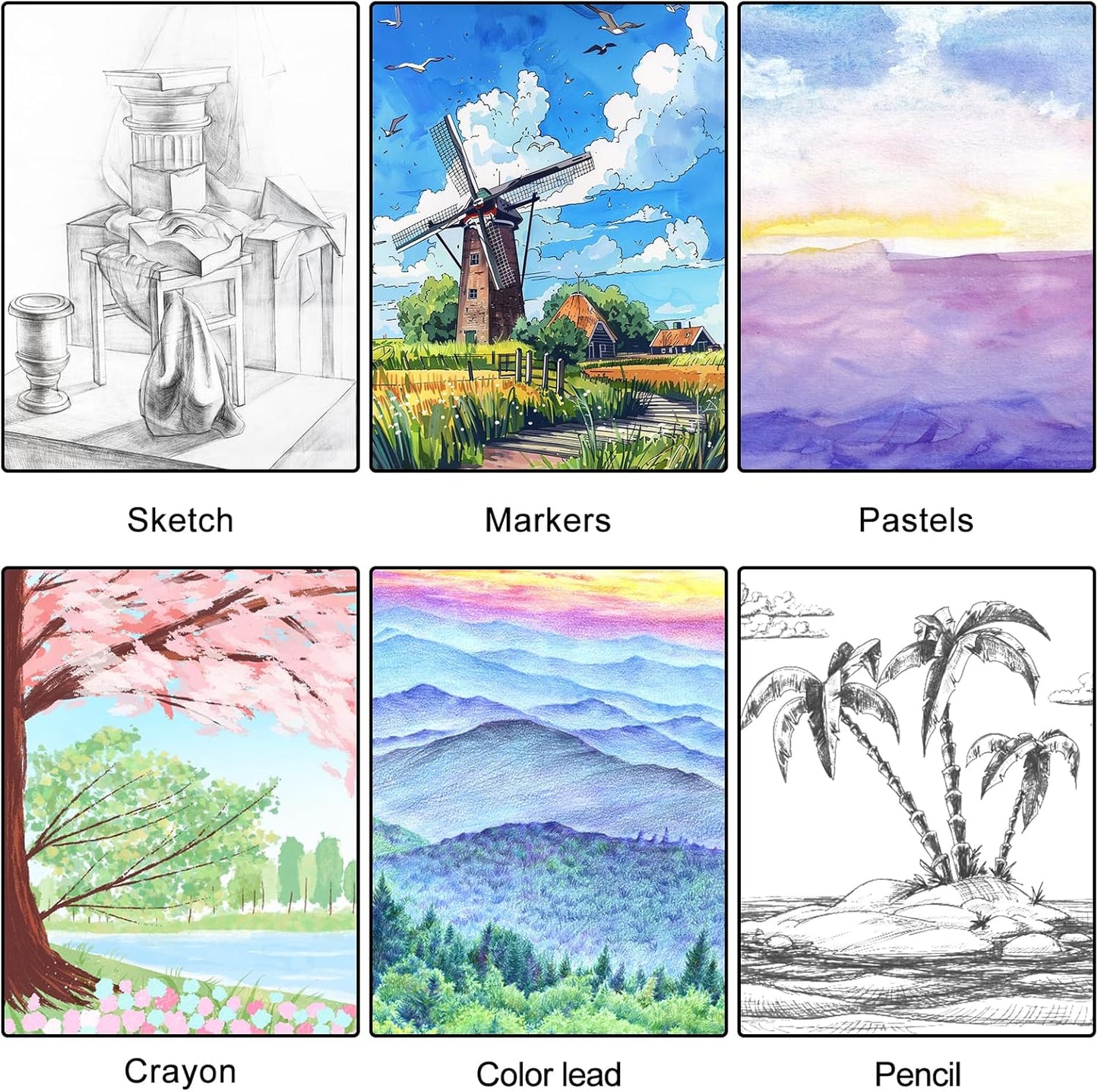 4 Pack Mixed Media Sketchbook, 9x12 inches Drawing Paper Sketch Book, 98lb/160gsm Heavyweight Spiral Bound Sketch Pads, Suitable for Wet and Dry Media, Drawing, Painting, Sketching(200 Sheets)