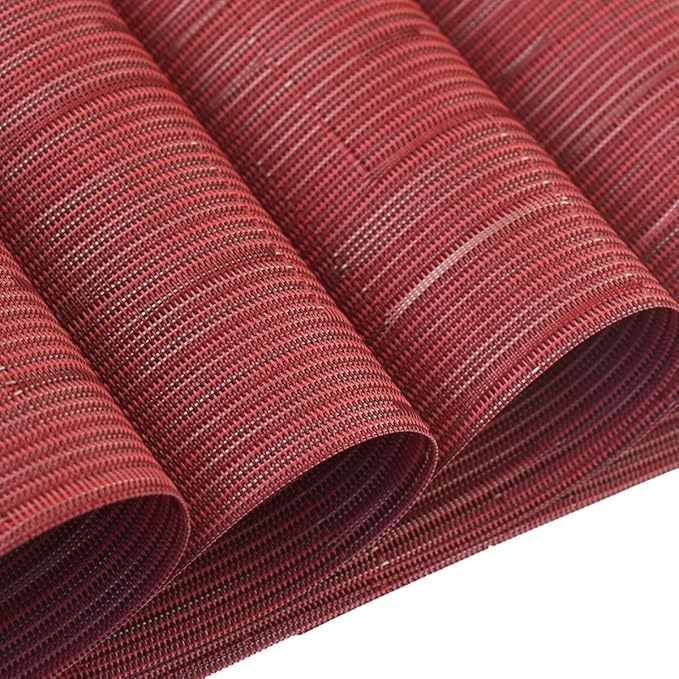 PIGCHCY Placemats,Washable Durable Vinyl Woven Table Mats,Elegant Heat Resistant Placemats for Dining Table Set of 4 (18 x 12 inches,Burgundy Red)