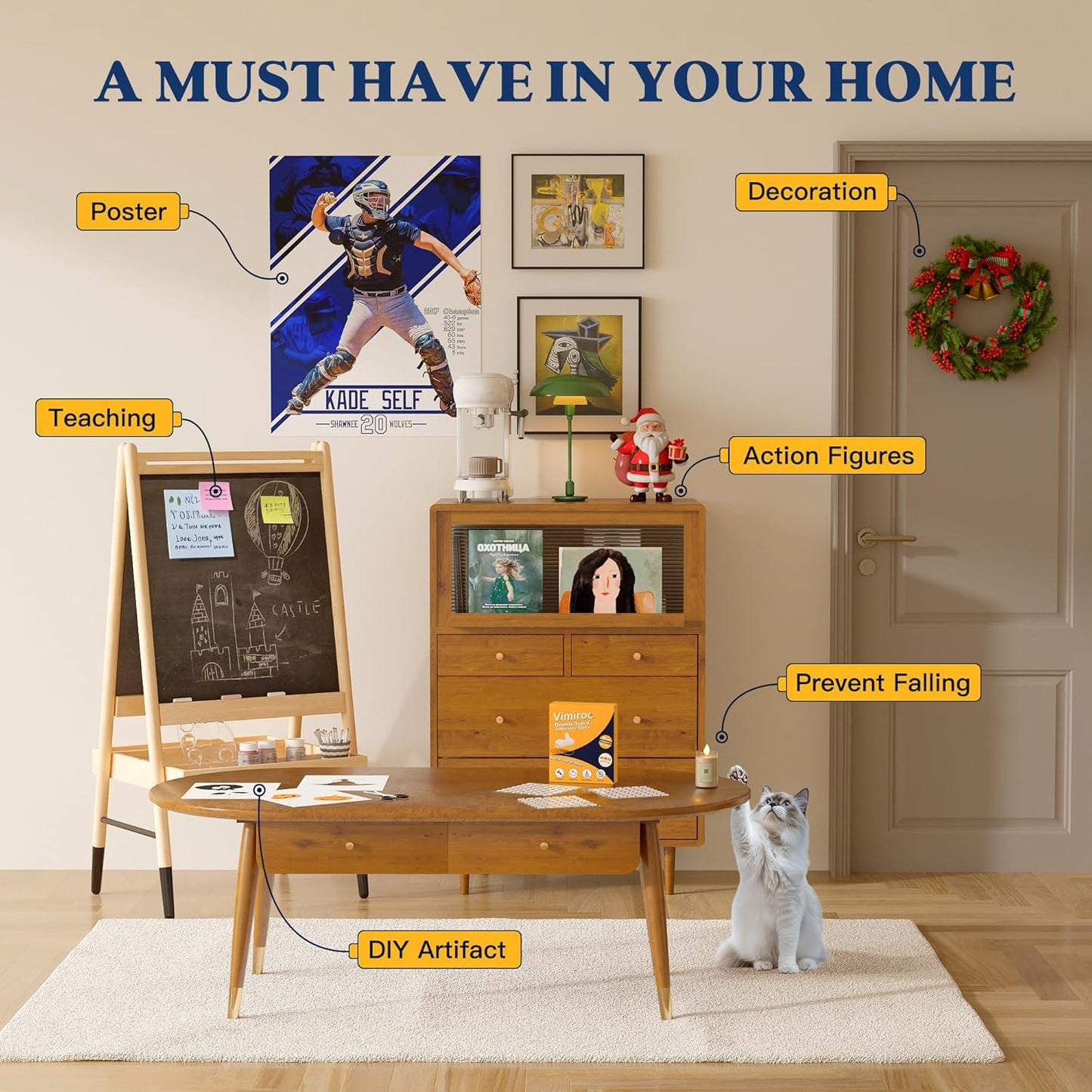 0.79" Double Sided Adhesive Dots, 75pcs Clear Mounting Putty No Residue, Easy to Peel Strong Sticky Tack for Wall Hanging, Crafts, Posters, Photos, DIY Projects