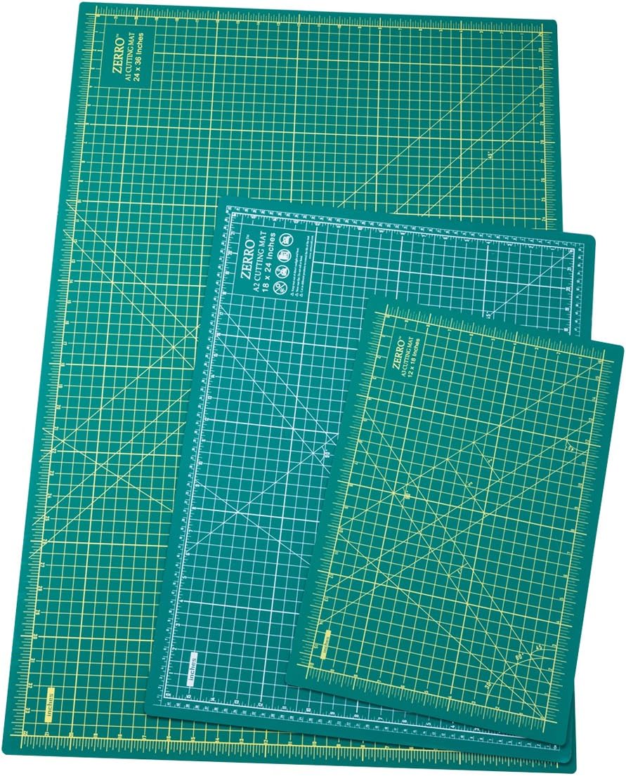 ZERRO Cutting Mat 18" x 24" Self Healing Professional Double Sided Sewing Rotary Mat Thick 5-Layer with Imperial/Metric (A2)